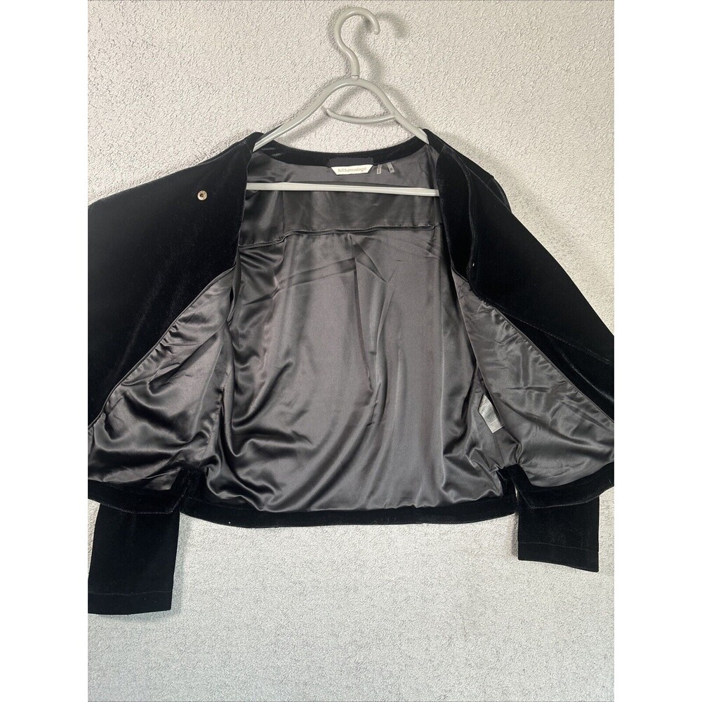 Soft Surroundings Women’s Size Medium Full Zip Velvet Velour Jacket Black Goth - Picture 9 of 12